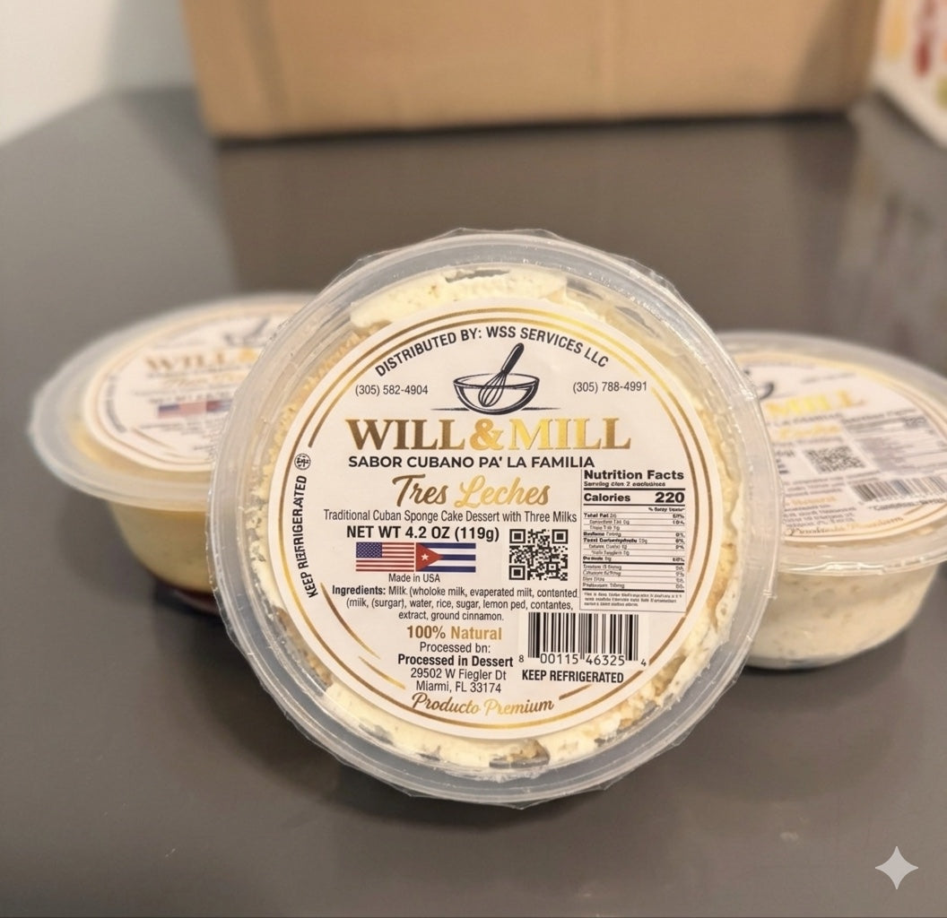 Tres Leches Will & Mill en envase individual para pedidos B2B
